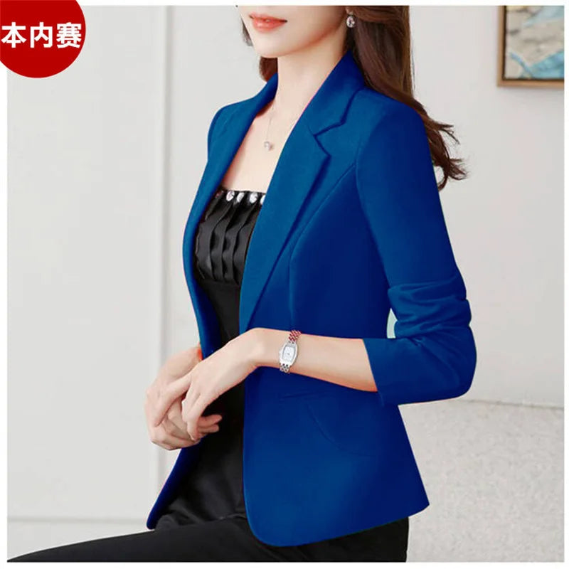 Women’s Slim Office Blazer Jacket Solid Single-Button