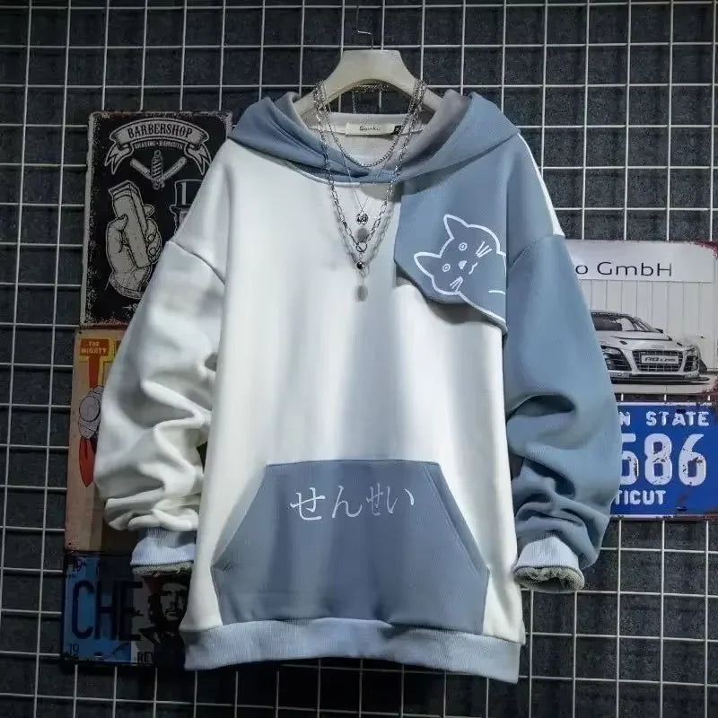 cat hood Color Women’s Shark Print Zip Hoodie Jacket Harajuku Style