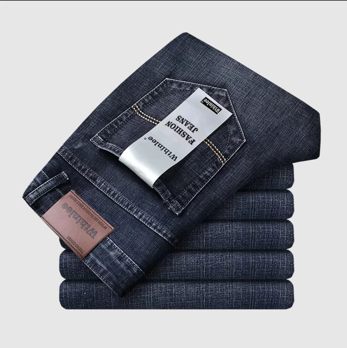 Men's Straight Fit Business Jeans Classic Denim Pants