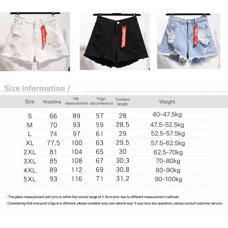 Women’s High Waist Denim Shorts With Tassel Hem