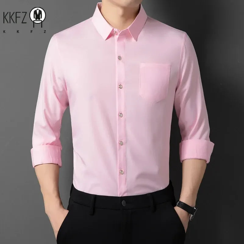 Men's Wrinkle-Resistant Long Sleeve Smart Casual Shirt