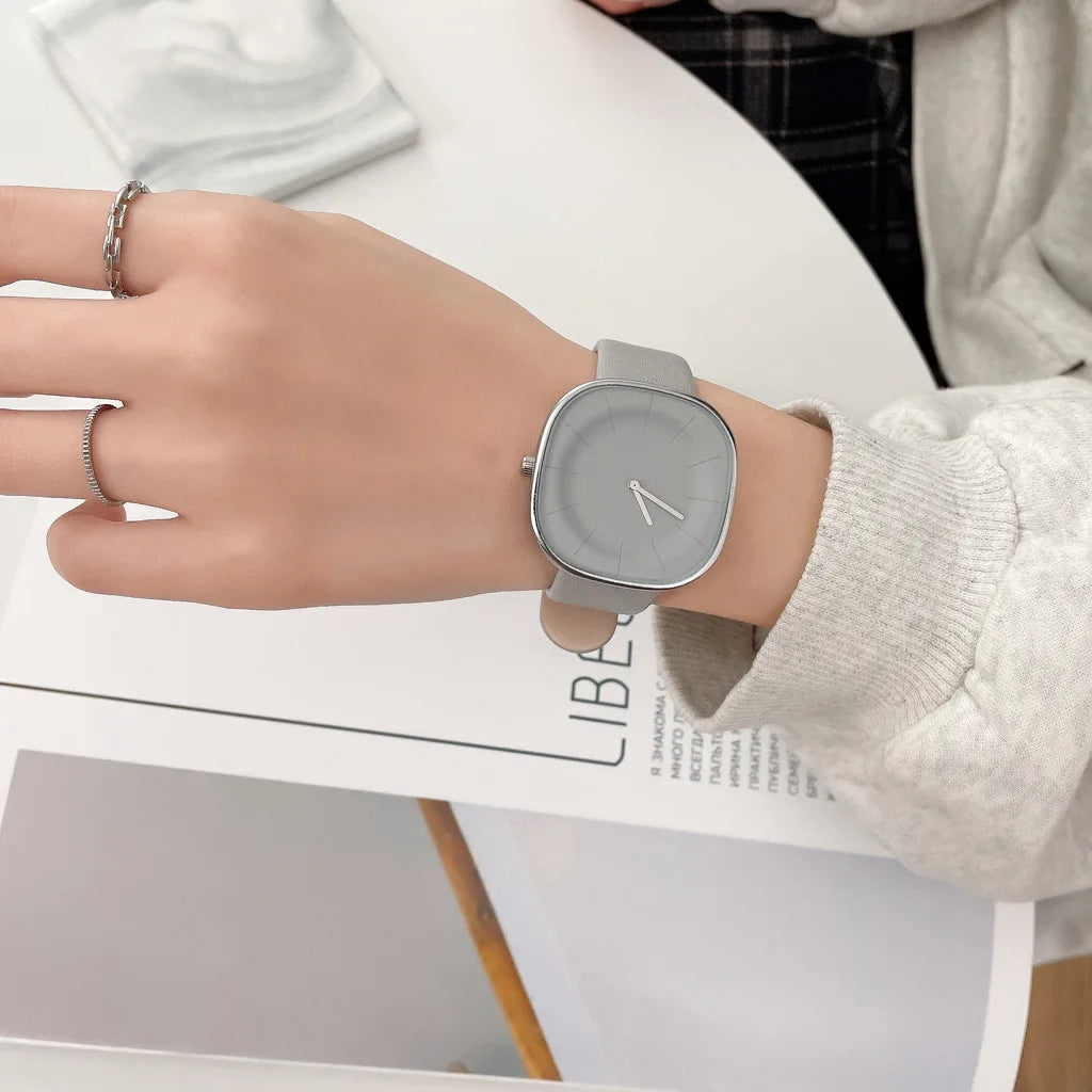 Women’s Square Leather Watch Quartz Fashion Wristwatch