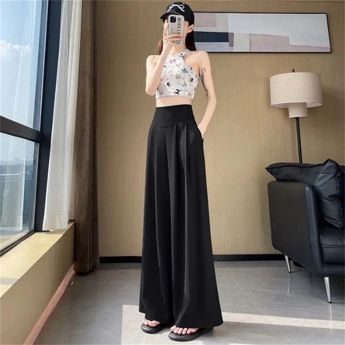 Women’s Wide Leg Suit Pants High Waist Office Trousers
