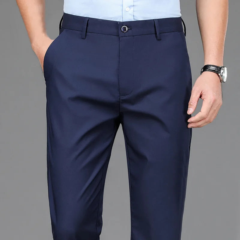 Men’s Smart Casual Stretch Trousers Fast-Dry Straight