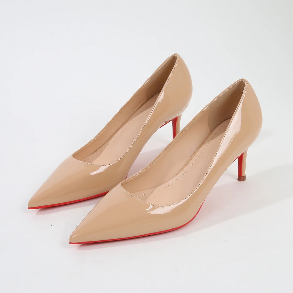 ZS-111-3 Nude Color Women’s Patent Leather Pointed Toe Slingback Heels