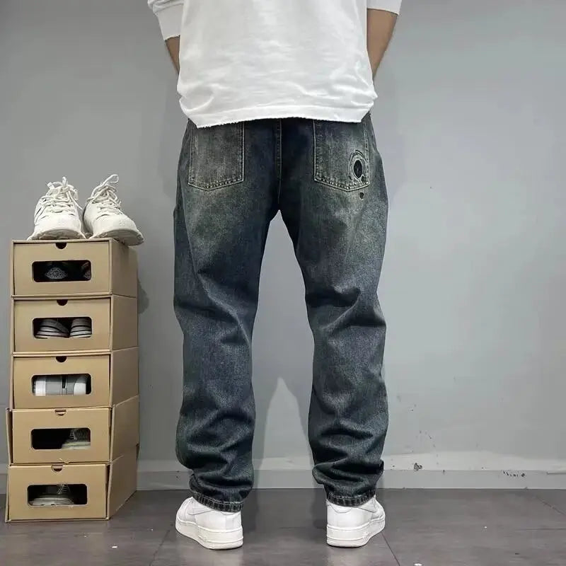 Men's Wide-Leg Ripped Jeans – Vintage Washed Loose Fit