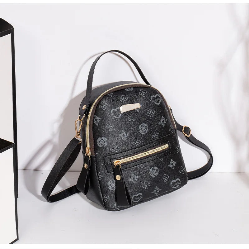 black Color Women’s PU Leather Mini Backpack – Lightweight Daypack