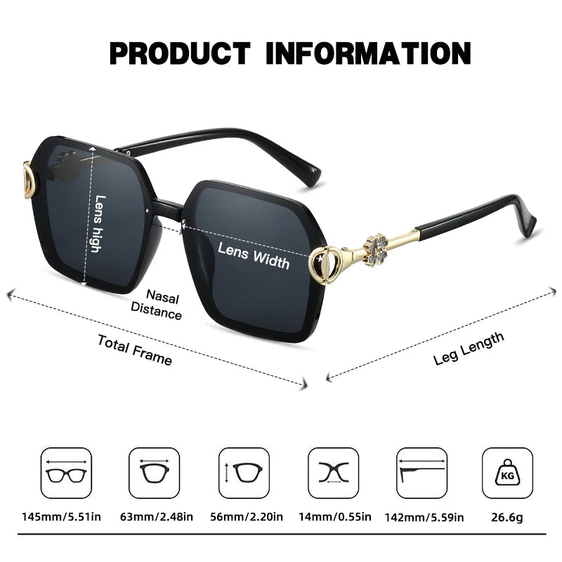 Women’s Polarized Square Sunglasses UV400 Gradient Lenses