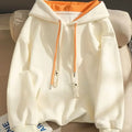 apricot Color Women’s Layered Look Hooded Sweatshirt Casual Loose Fit