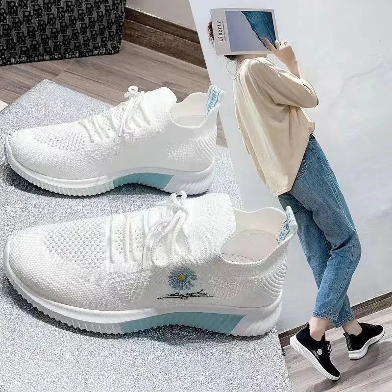 Women’s Canvas Wedge Sneakers With Thick Platform Sole