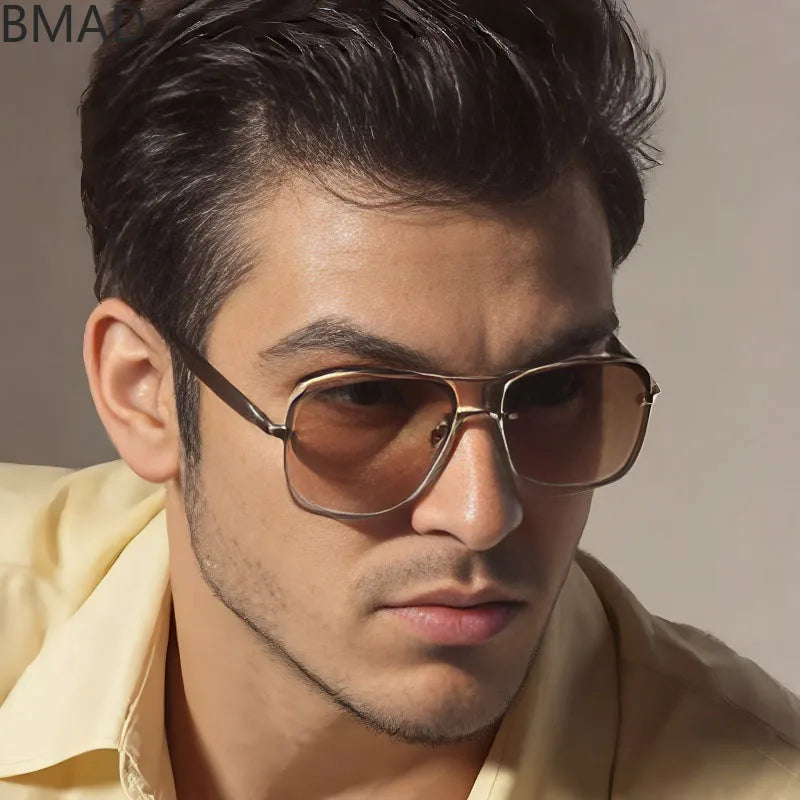Men’s Wooden Square Sunglasses With UV400 Protection