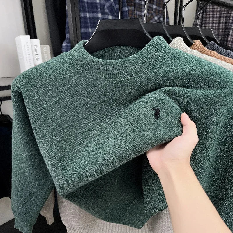Men's Embroidered Horse Knit Sweater Pullover