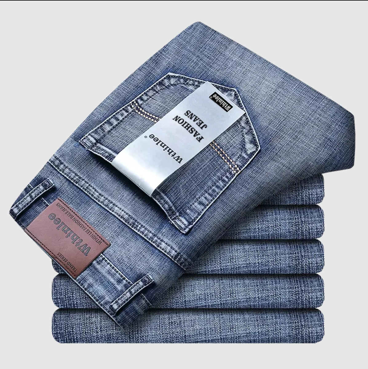 Men's Straight Fit Business Jeans Classic Denim Pants
