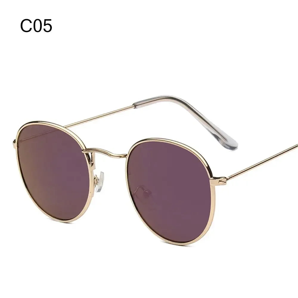 C05 Color Vintage Round Metal Sunglasses With UV400 Protection