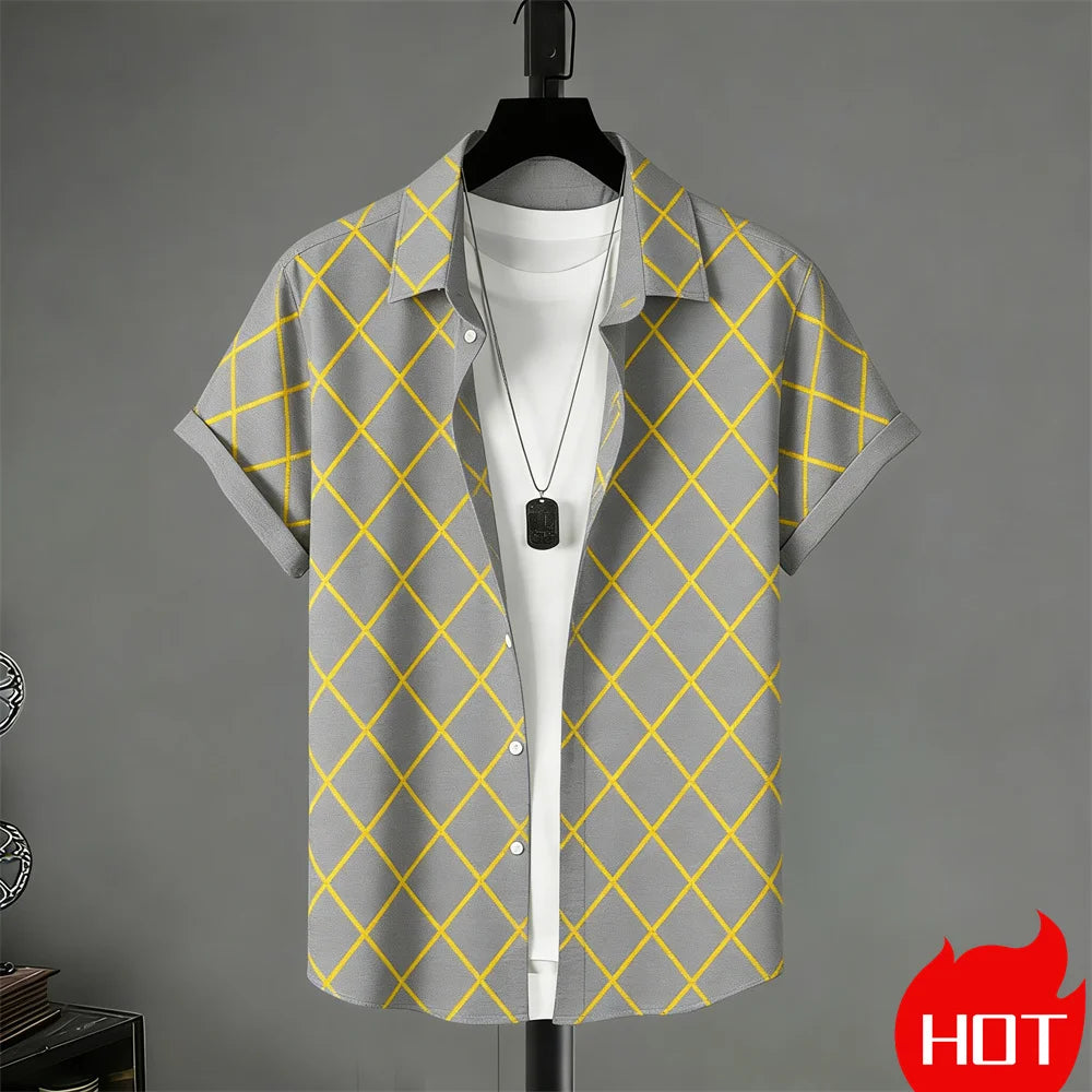Men’s Summer Hawaiian Shirt With Stripe Print