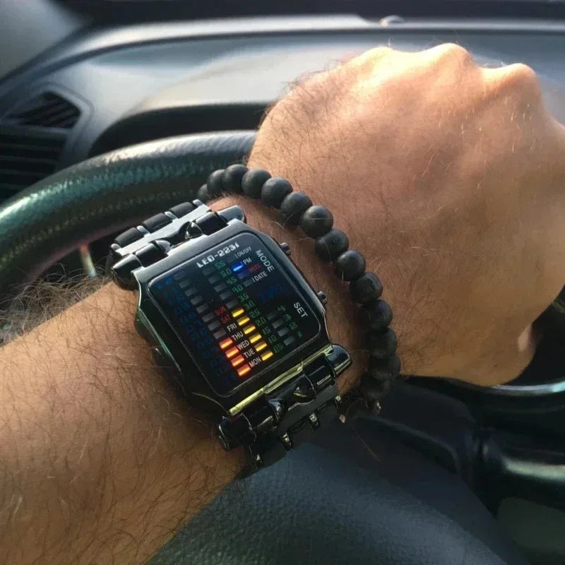 Men's LED Binary Crab Watch – Futuristic Gift Style