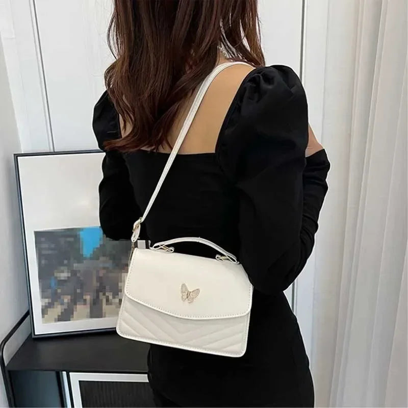 Women’s PU Crossbody Shoulder Bag With Butterfly Detail