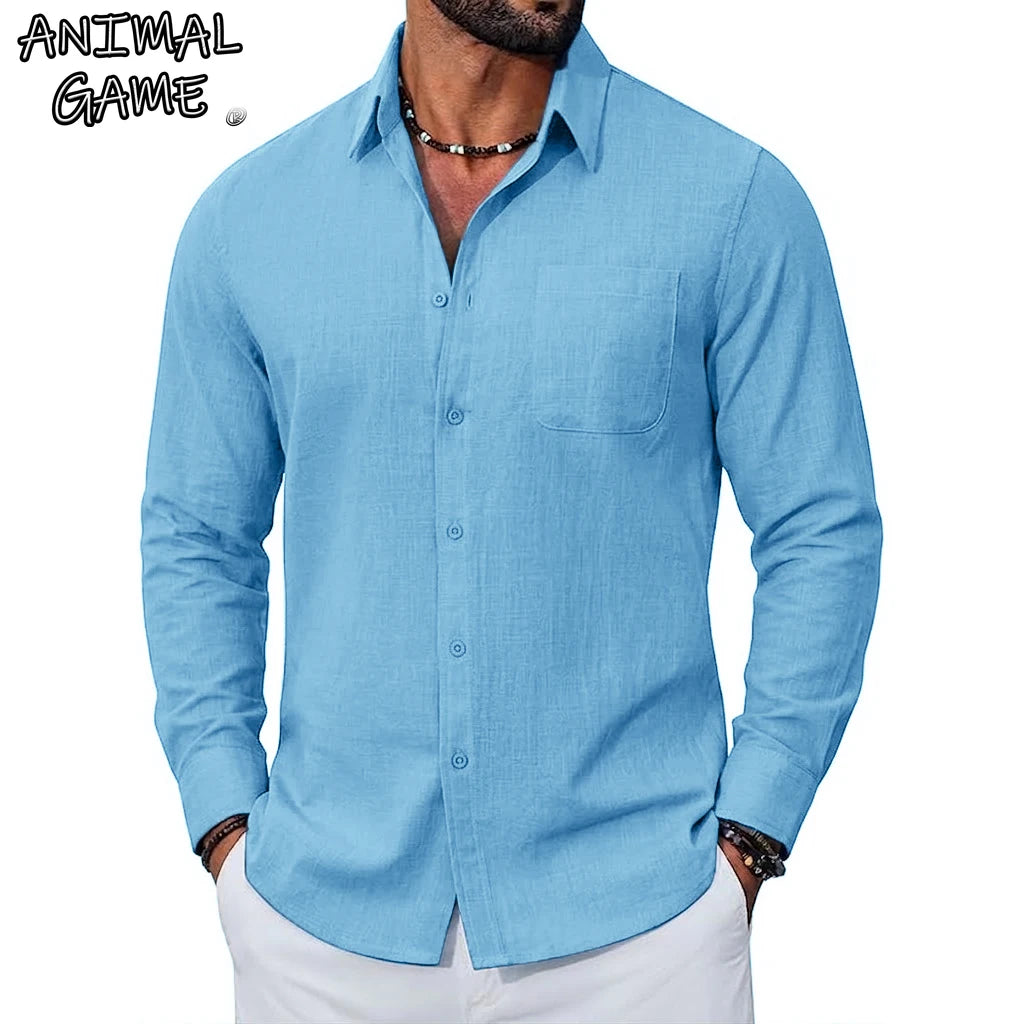 Men's Cotton Long Sleeve Casual Button Shirt