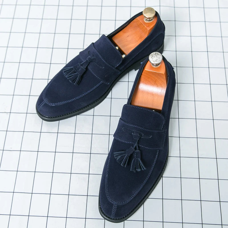 Men’s Tassel Suede Loafers Casual Business Dress Shoes