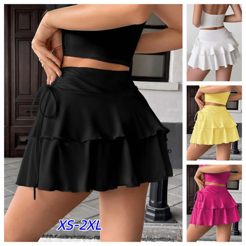Balletcore High-Waist Ruffle Mini Skirt For Women