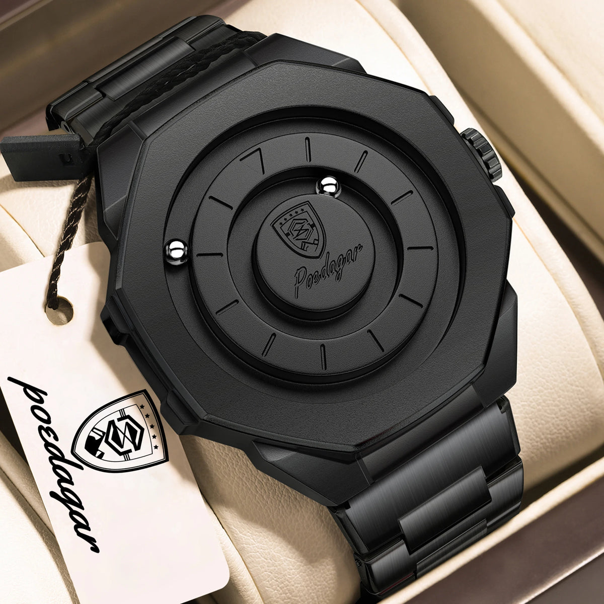 670 Black Black Color Men's Stainless Steel Business Watch – Waterproof Quartz