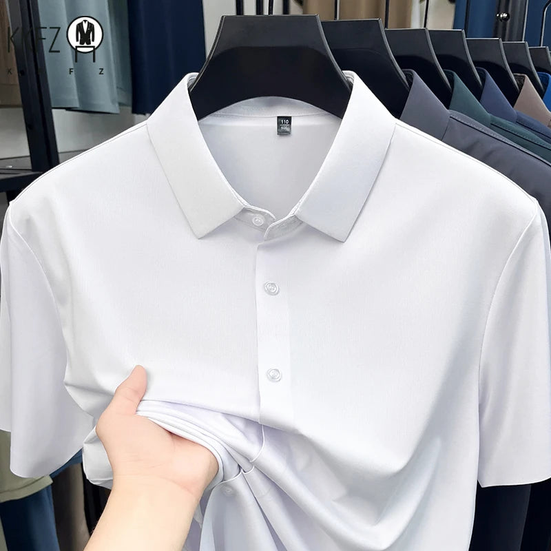 Men's Ice Silk Short Sleeve Shirt – Lightweight Casual
