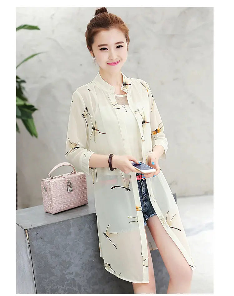 Watercolor yellow Color Women’s Chiffon Sun Protection Cardigan Jacket