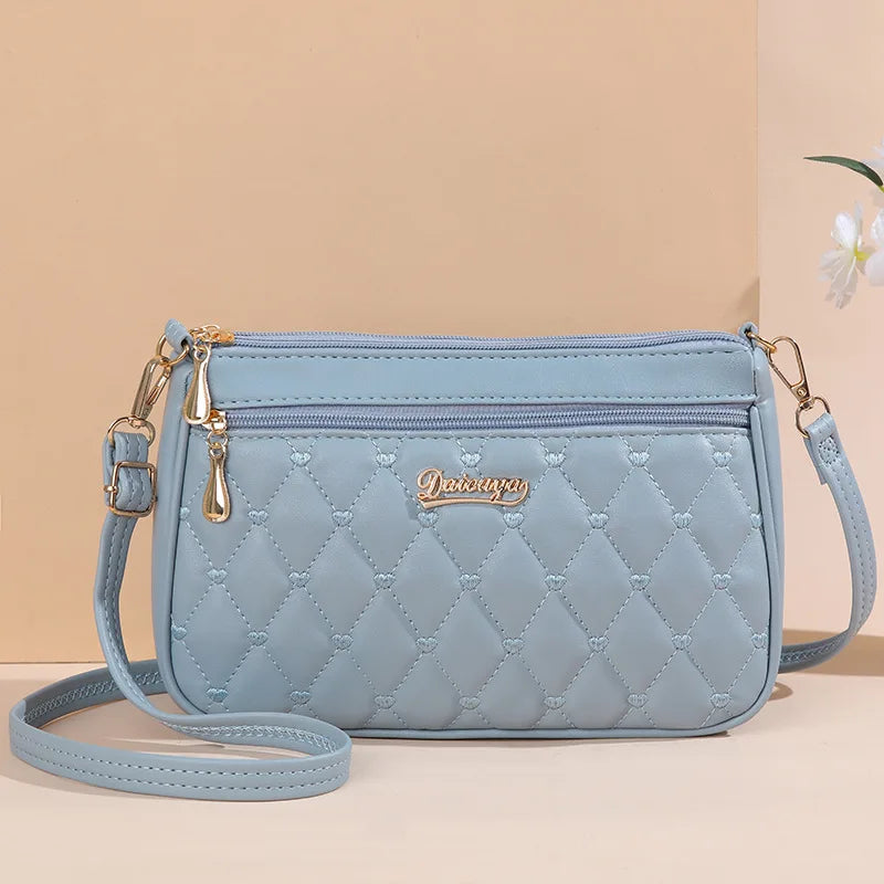 small lightblue Color Women’s PU Leather Satchel Handbag With Fur Charm