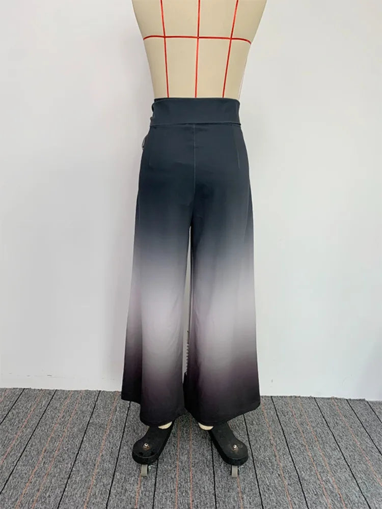 Women’s Gradient Wide Leg Pants High Waist Trousers