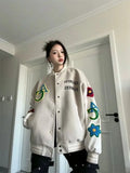 Retro Embroidered Baseball Jacket Women’s Streetwear Coat