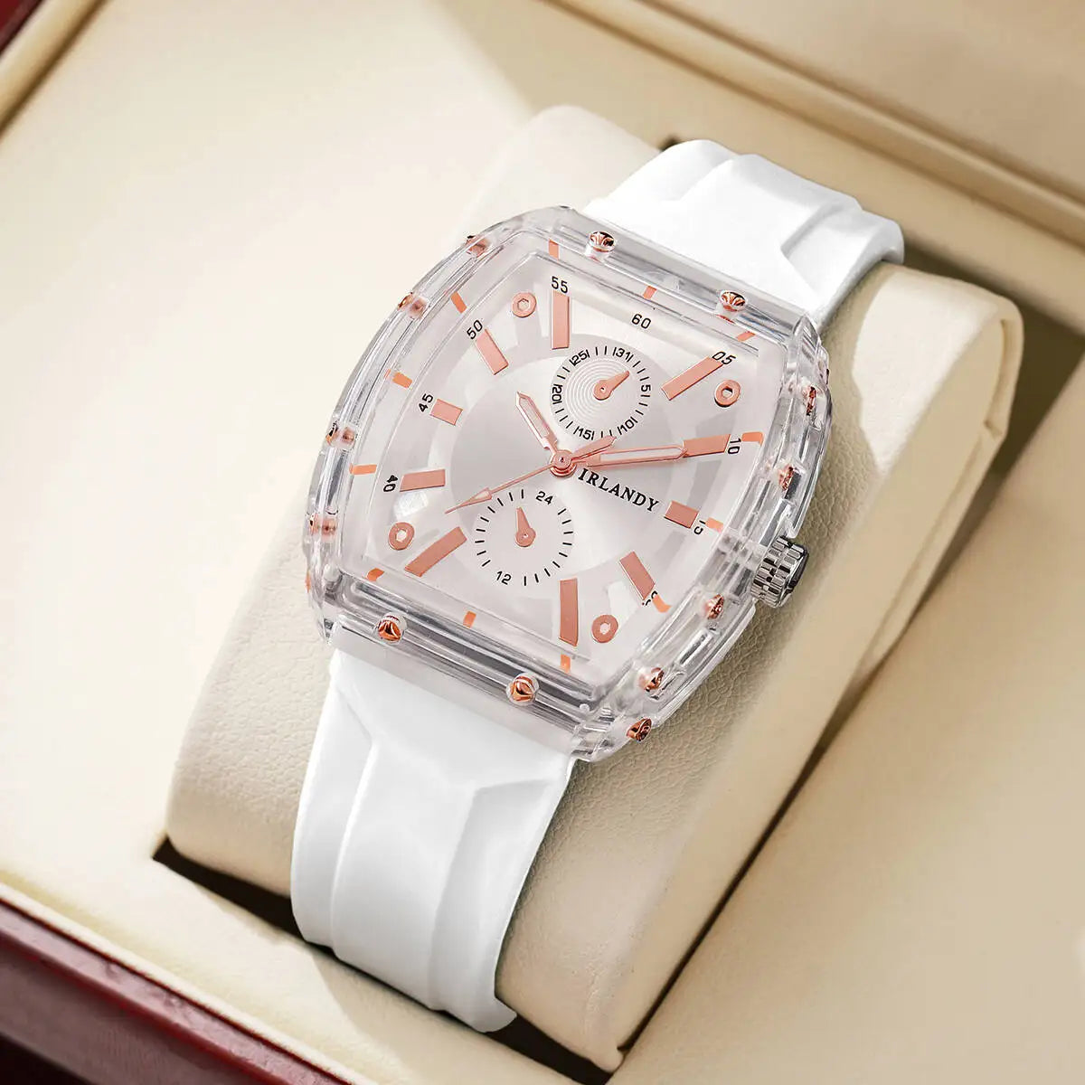 White Without Box Color Women’s Silicone Quartz Watch With Casual Arabic Dial