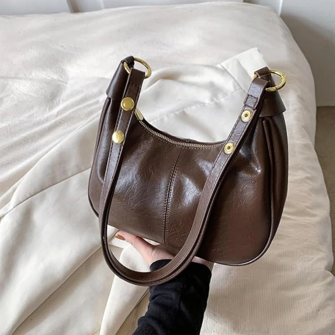 Crescent Hobo Shoulder Bag for Women with Zipper Closure