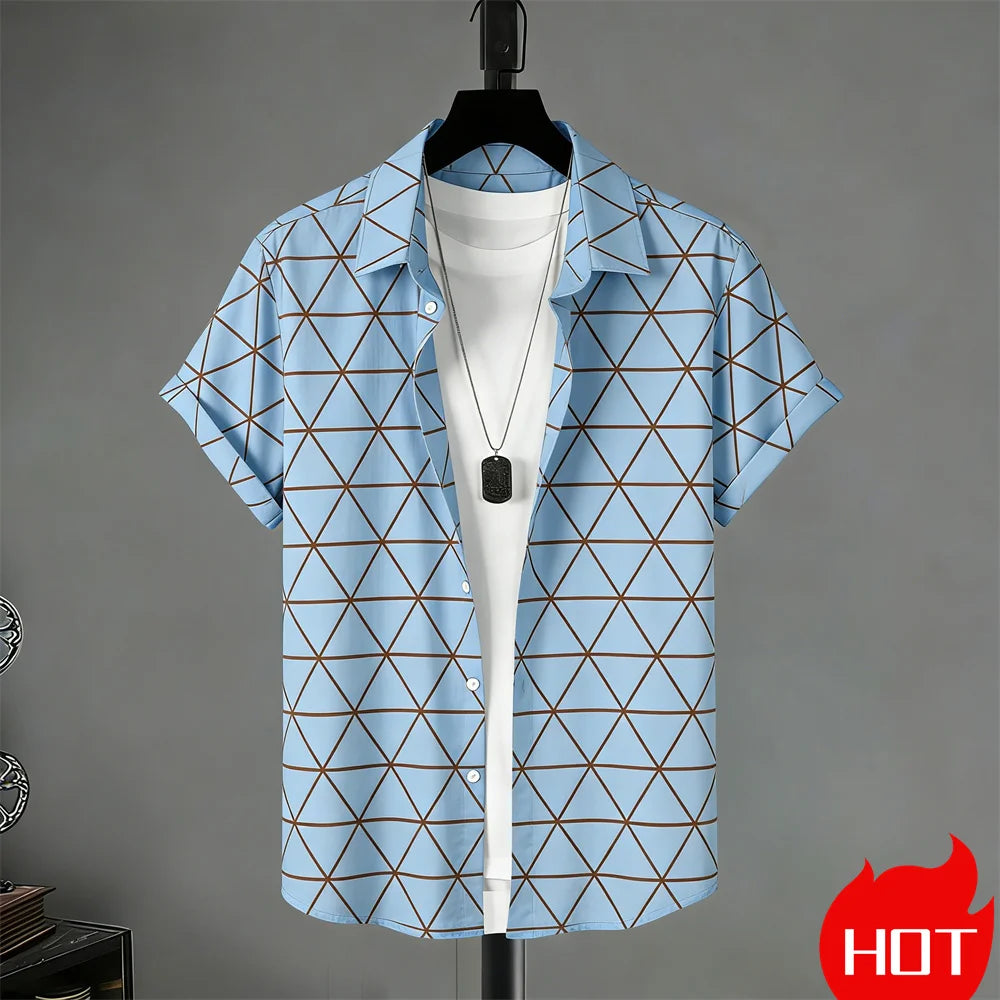 Men’s Summer Hawaiian Shirt With Stripe Print