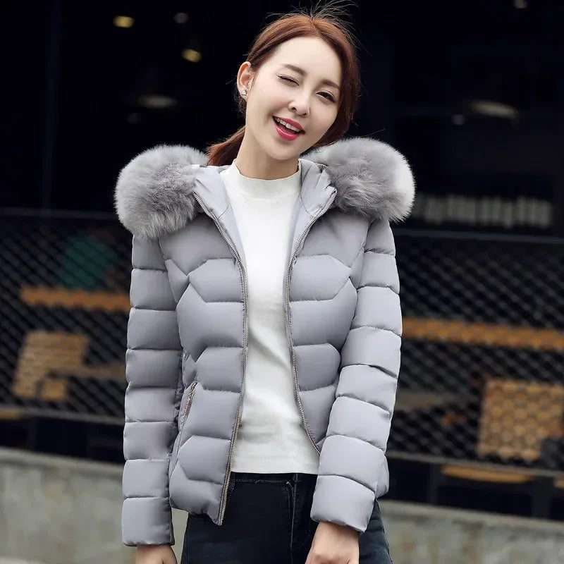 Women’s Hooded Winter Parka Jacket With Cotton Filling