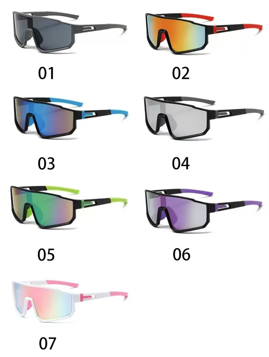Men’s Oversized Cycling Sunglasses With Colorful Mirror Lenses