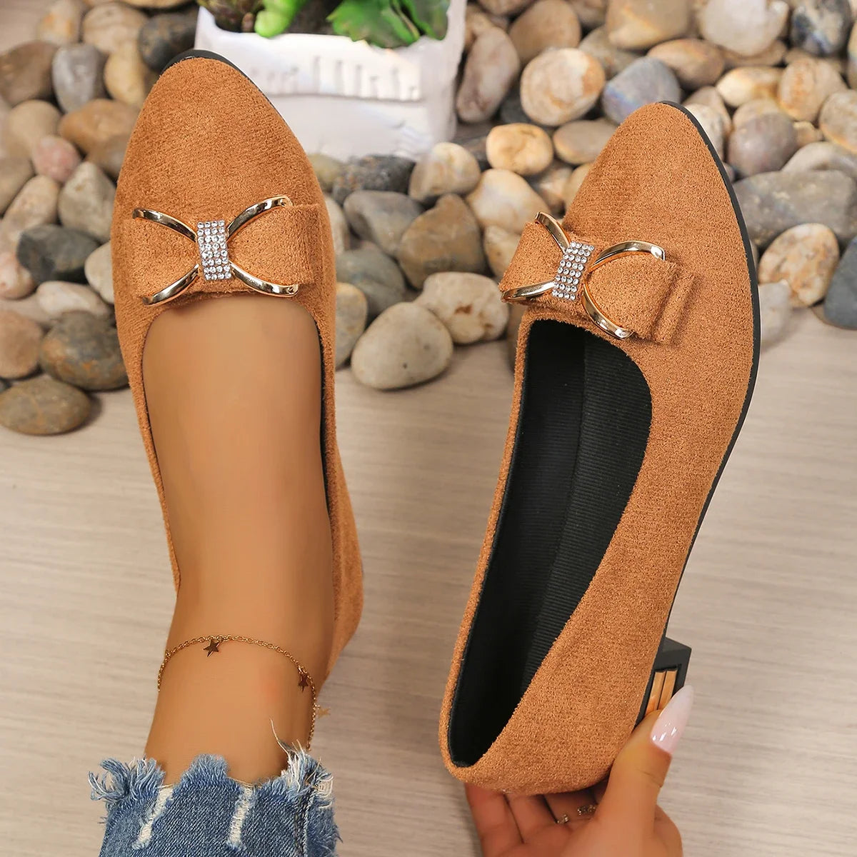 Women’s Bow Flats Loafers – Soft PU Casual Shoes