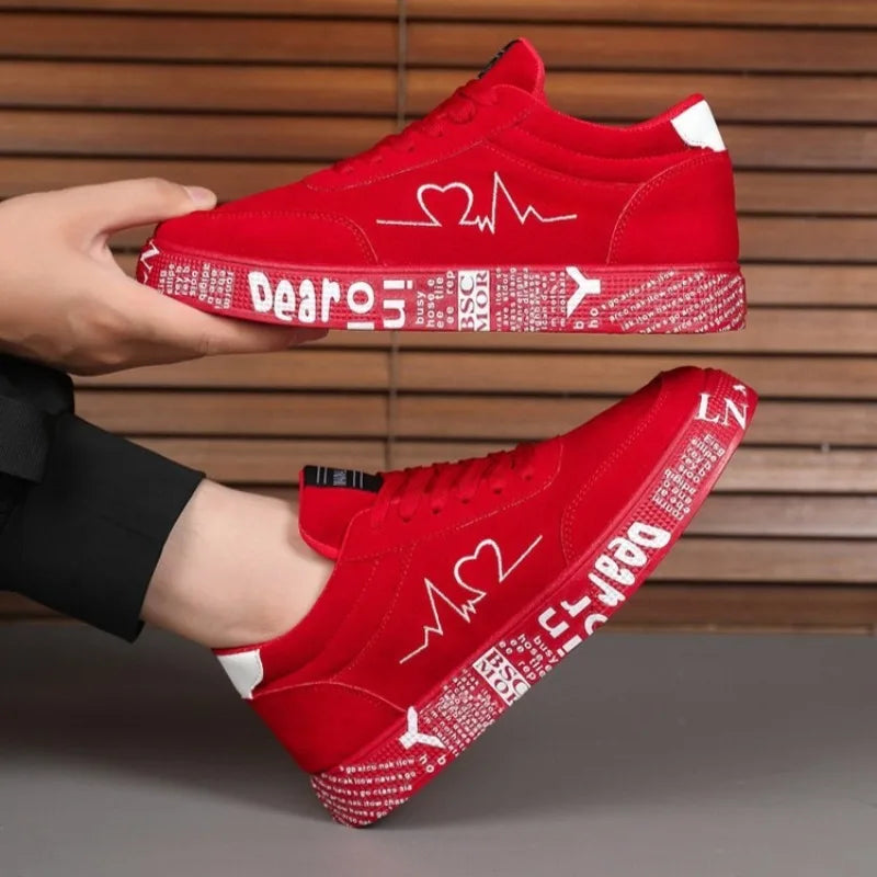 Men’s Casual Skate Sneakers – Breathable Fabric, Wide Fit