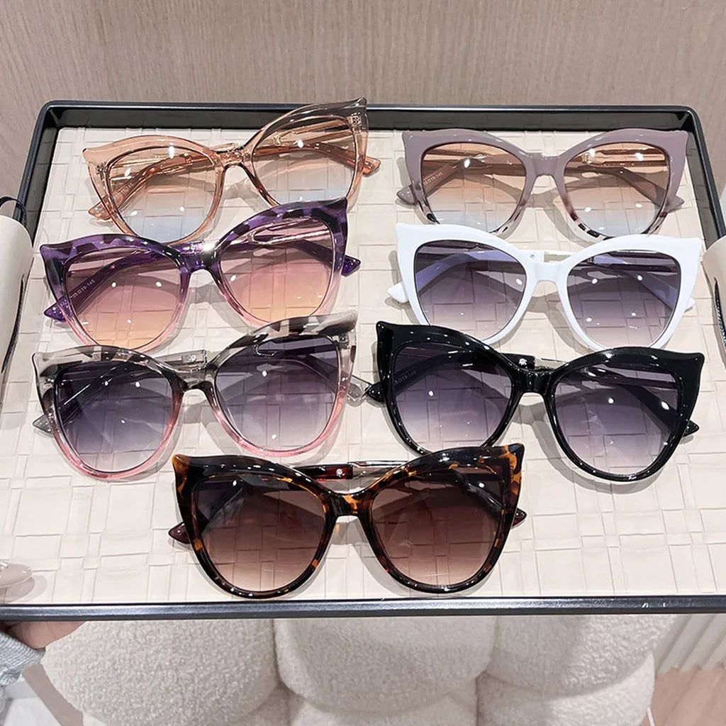 Women’s Cat Eye Oversized Sunglasses UV400 Big Frame