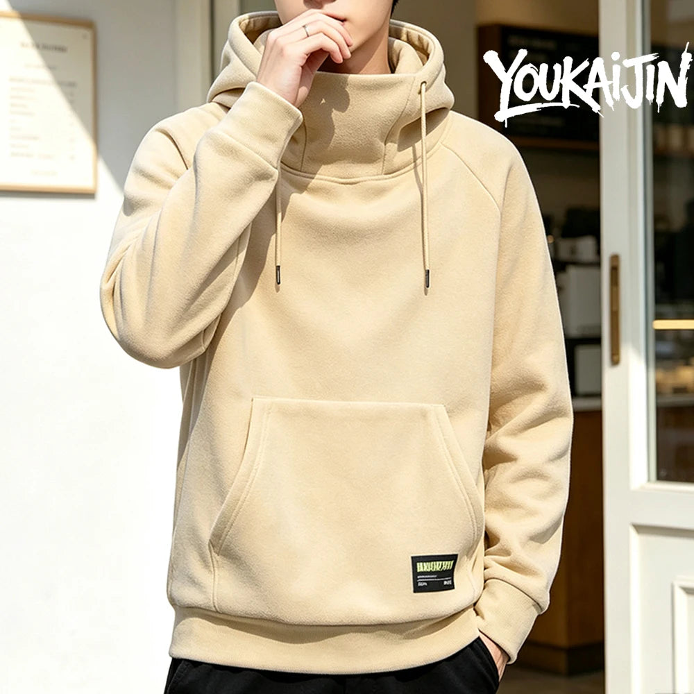 Men's Fleece Hoodie Sweatshirt Solid Color Pullover
