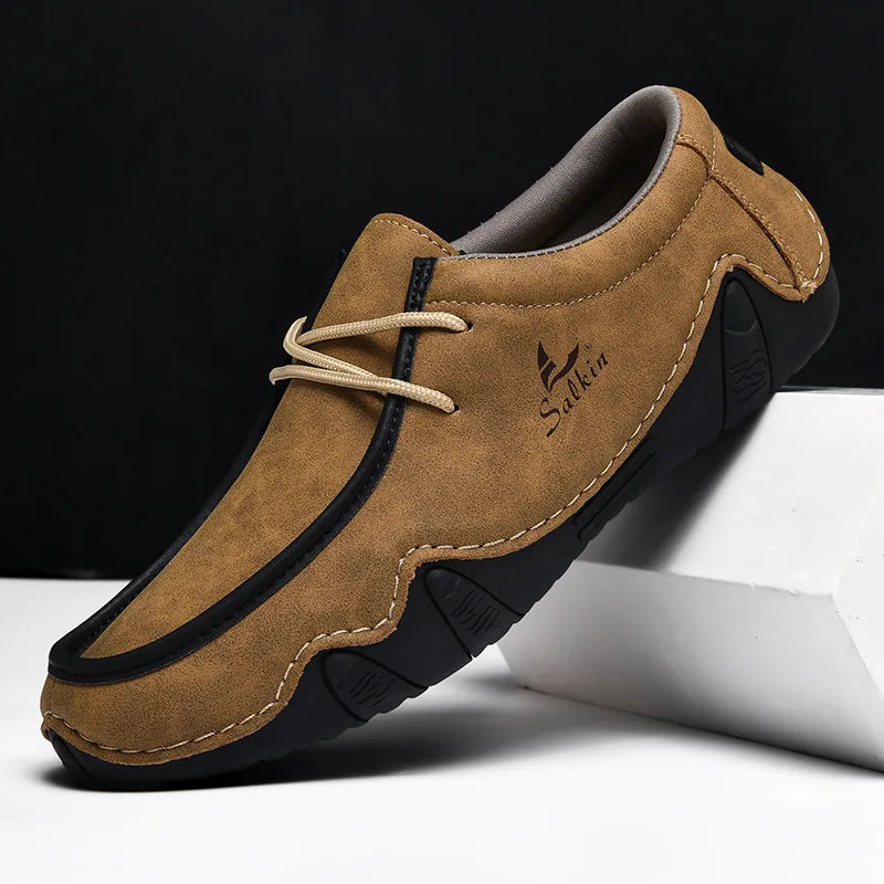 1801 Yellow Brown Color Men’s PU Leather Casual Loafers – Slip-On Driving Shoes