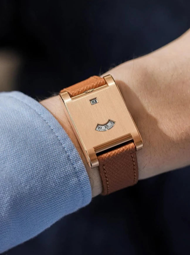 BROWN Color Men's Rectangular Quartz Watch – Leather Band, Shock Resistant