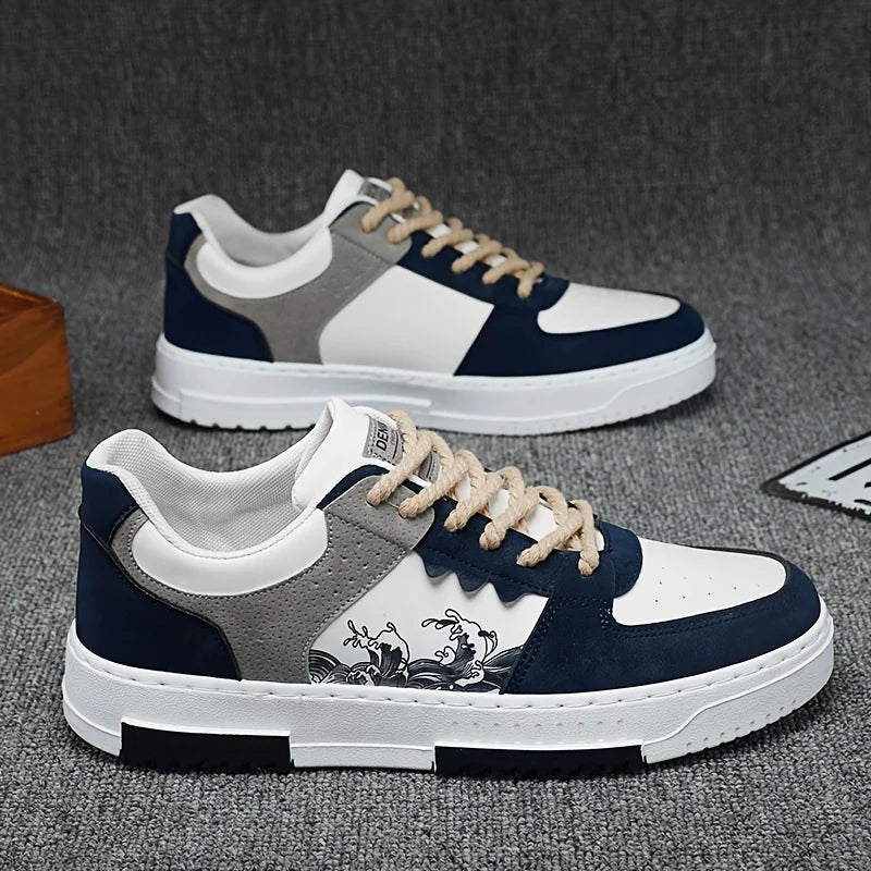Men's Leather Casual Sneakers With Rubber Sole