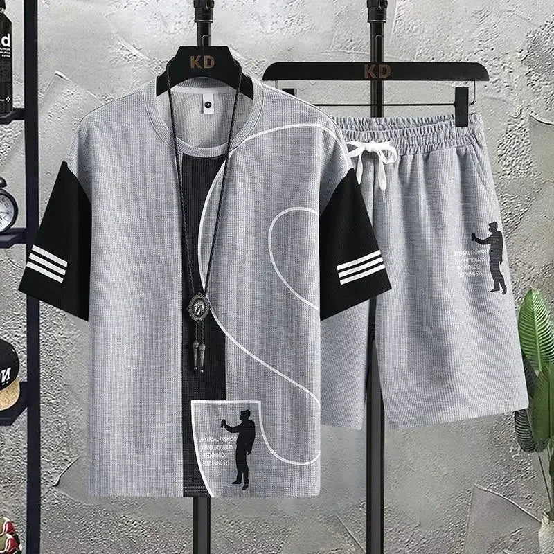 Men’s Graphic T-Shirt And Shorts Set Casual 2-Piece