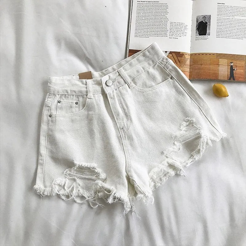 Women’s High Waist Denim Shorts – Casual Loose Fit