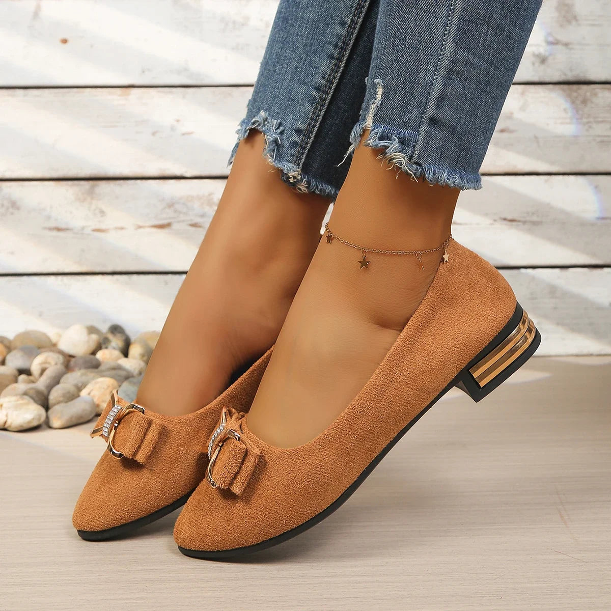 Women’s Bow Flats Loafers – Soft PU Casual Shoes