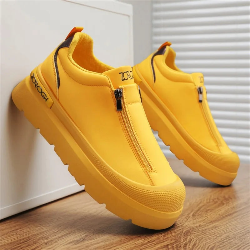 Men’s Leather Casual Sneakers – Breathable, Non-Slip