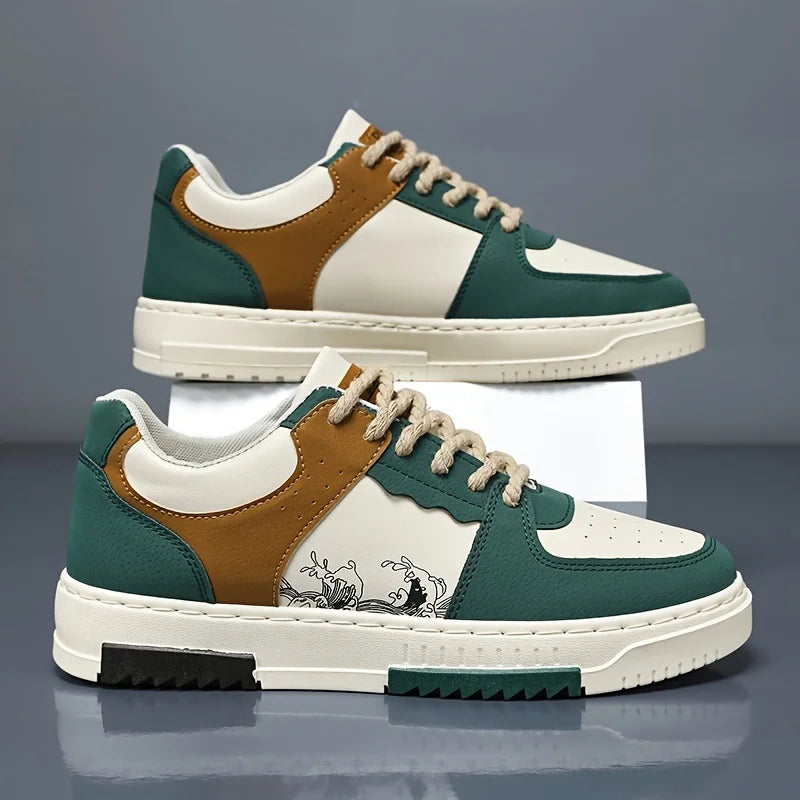 Men's Leather Casual Sneakers With Rubber Sole