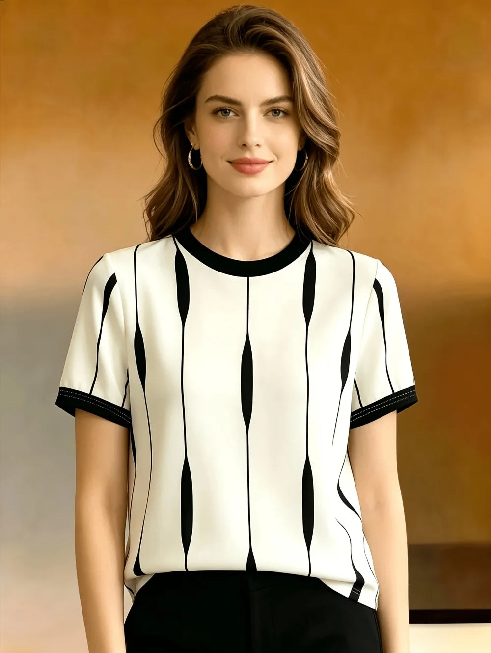 Women’s Striped Graphic T-Shirt Casual Short Sleeve Top