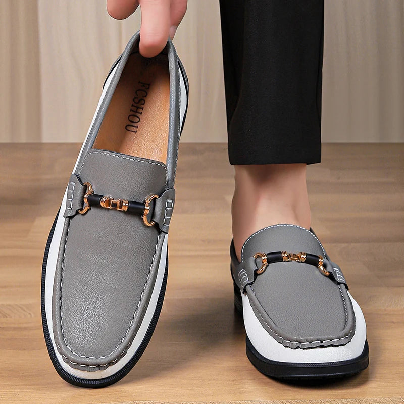 Men's Split Leather Loafers – Slip-On Office & Wedding Shoes
