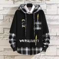 Black 1 Piece Top Color Men’s Casual Letter Patchwork Tracksuit Sweatshirt Set